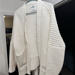 Hollister White Chunky Knit Cardigan Sweater